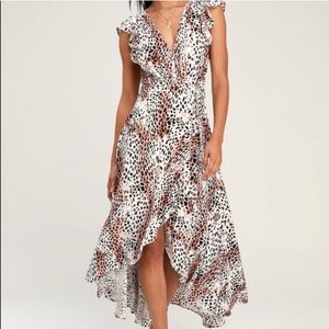Kivari Zephyr White Leopard Print Wrap Maxi Dress
